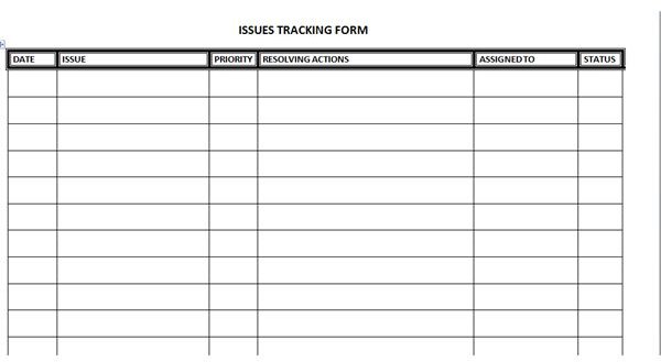 screenshot issues tracking form