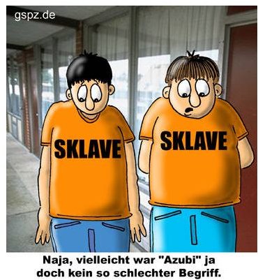 Cartoon über Auszubildende am Arbeitsplatz.&ndash;(Cartoon of Trainees in the Workplace)