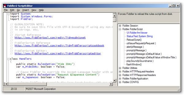 FiddlerScript Editor