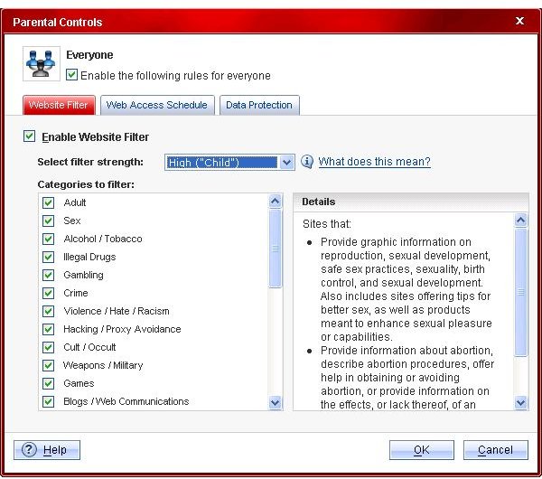 Figure 3 - Trend Micro Internet Security Pro 2010 - Parental Controls