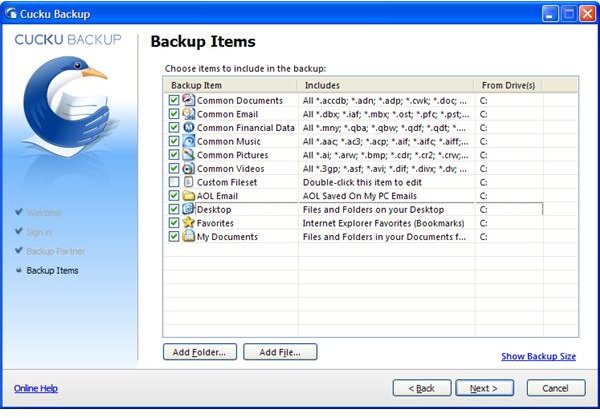 Backup Items
