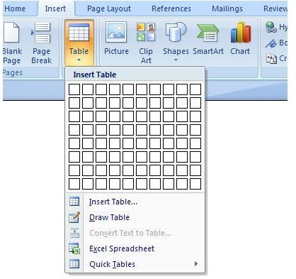 How to Create a Basic Table in Microsoft Word 2007
