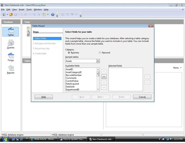 how to build data base for form openoffice base