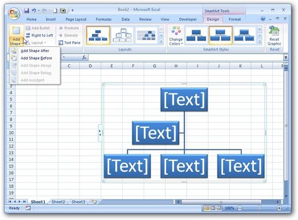 How to Insert SmartArt Charts in Microsoft Excel 2007