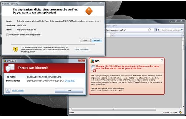 AVG Linkscaner blocks malicious link java exploit