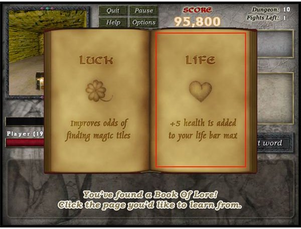 Dungeon Scroll Book Of Lore Power-Up Screen