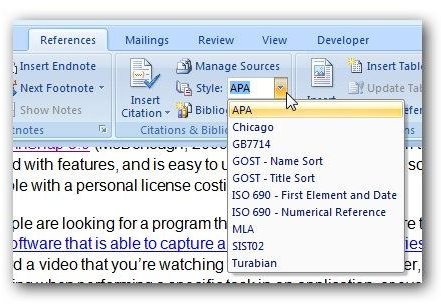 how to insert a citation in word 2011