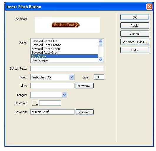 Using Flash Buttons in Dreamweaver