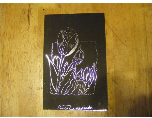 Scratch art tulips