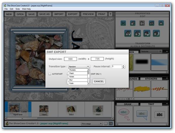 Exporting a Slideshow to an SWF File