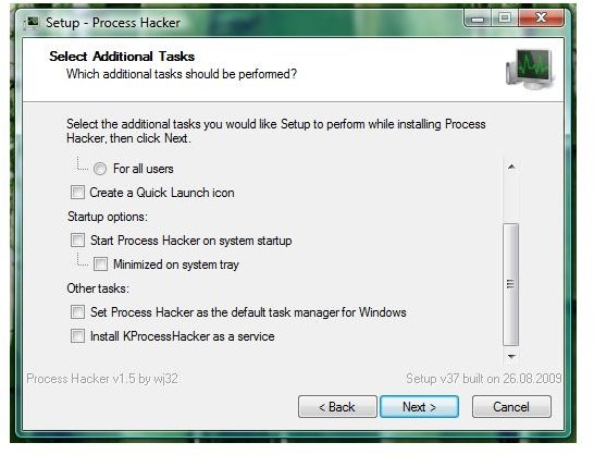 Installation option for Process Hacker