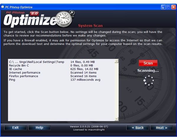 PC Pitstop Optimize2 Scanning