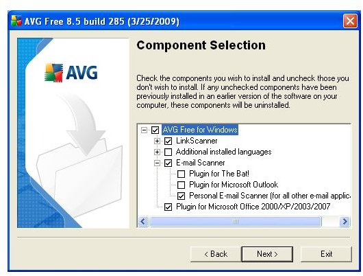 AVG Component Selection