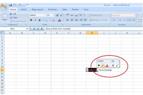 Fig 5 - The Office 2007 Mini Toolbar