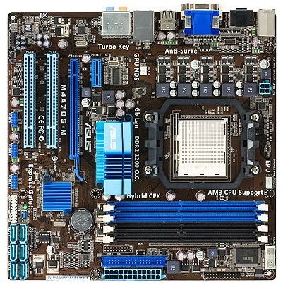 Asus M4A785-M motherboard with support for the latest AM3 / AM2+ / AM2 AMD CPUs including 45nm processors, Phenom II, Athlon II, and Sempron 100 series.