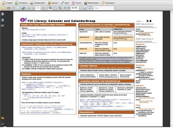 YUI Calendar Cheat Sheet