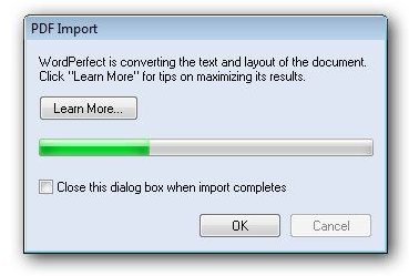 PDF Import Dialog Box