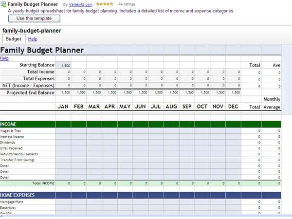 google sheets personal budget template