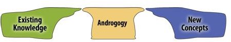 Instructors employ androgogy and students’ sxisting knowledge to grasp new concepts