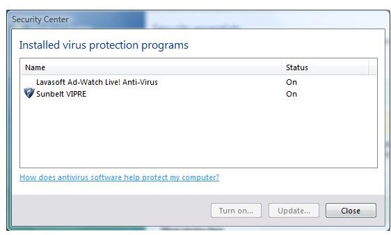 Ad-Watch Live! in Windows Security Center