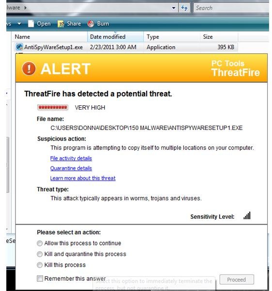 ThreatFire Prevented Fake AV Installation