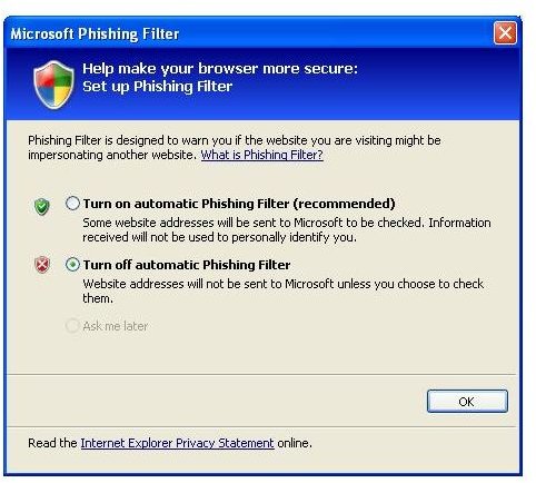 How to use Windows Internet Explorer’s Phishing Filter