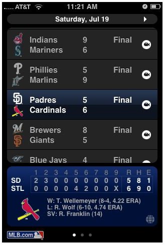 iPhone Application Face-off: SportsTap versus MLB.com At Bat