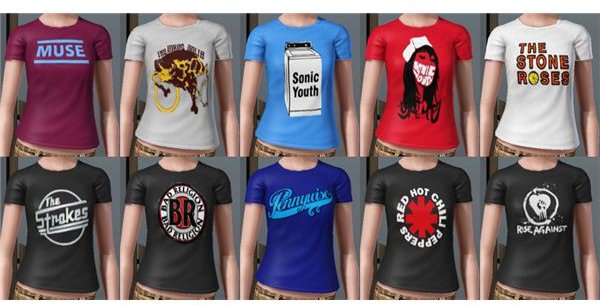 A selection of the band shirts available