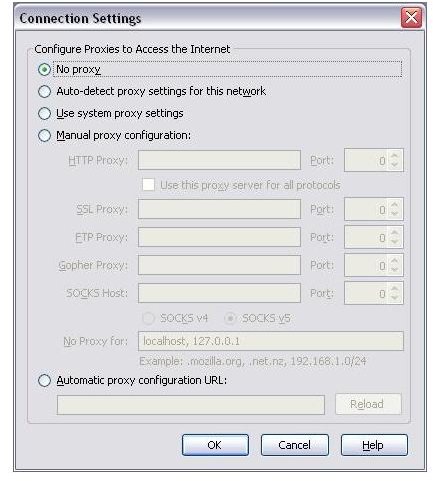 Checking LAN Proxy settings in Firefox 3.6.x