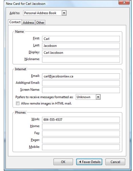 Figure 15 - Add New Contact - Advanced View