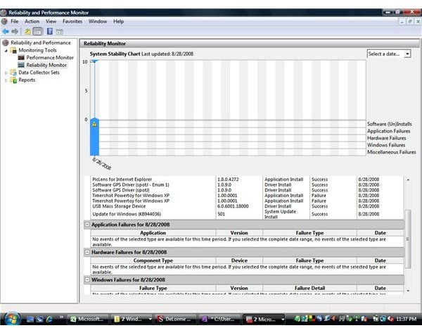 The Reliability and Performance Monitor in Vista and Windows 7