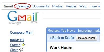 Open Google Calendar in Gmail