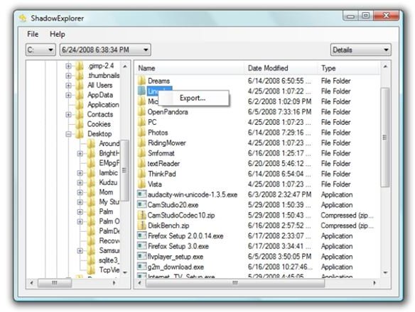 Selecting Folder to Restore