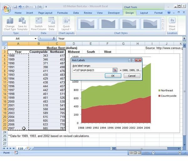 Select Cells Containing New Axis Labels