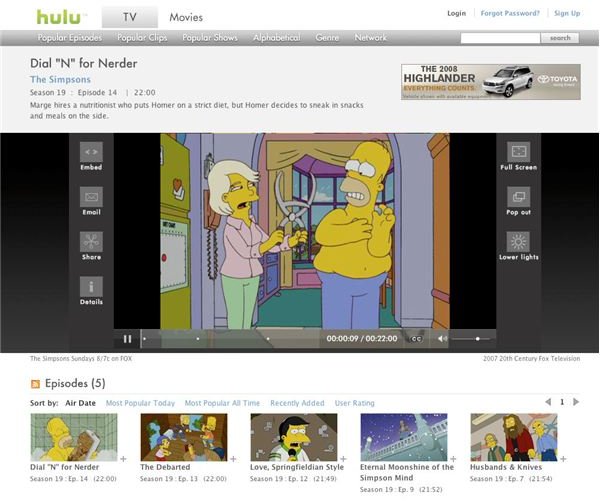 hulu video player page