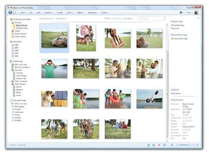 Windows Live Photo Gallery - Click and Upload