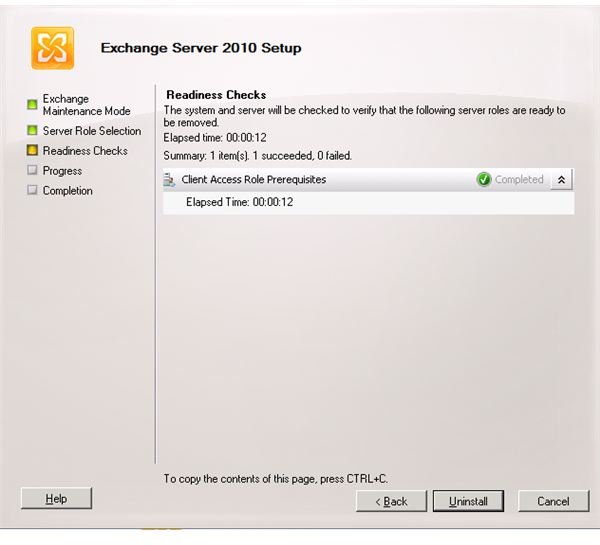 Exchange 2010 Client Access Server uninstall