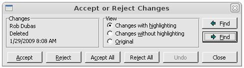 MS Word - Accept or Reject Changes