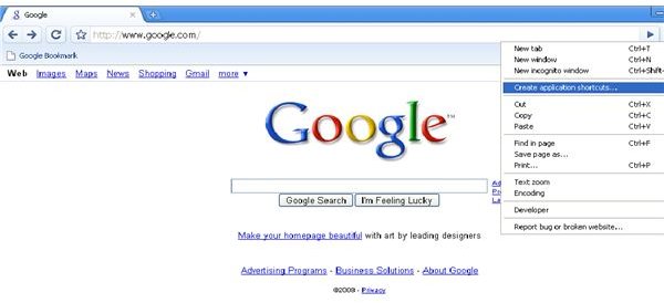 Guide to creating Application shortcuts in Google Chrome