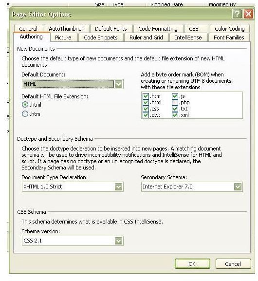 Page Editor Options