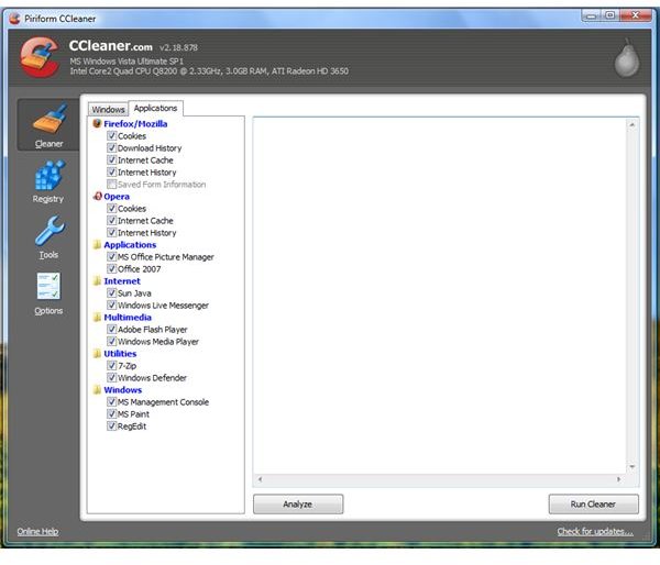 Application Cleaning using CCleaner