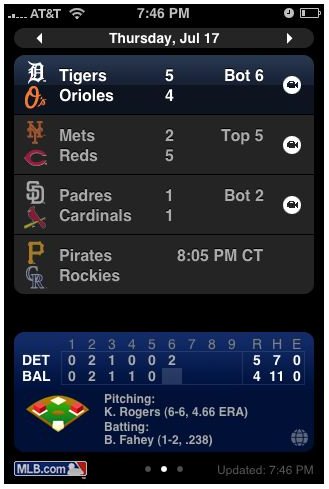 In game Score MLB.Com At Bat