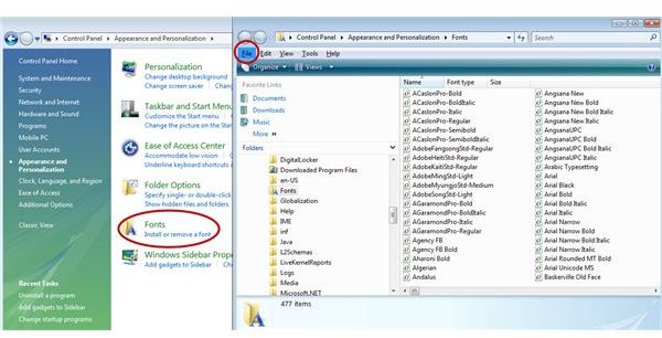 Font folder in Vista