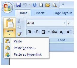 Paste Special Option in Word