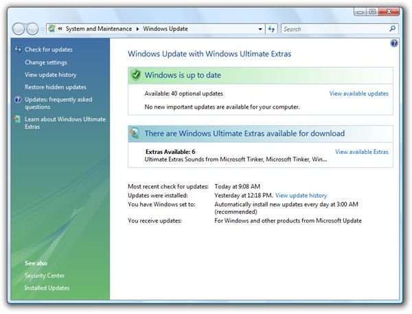 microsoft critical updates for windows vista