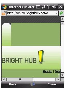 Bright Hub on IE Mobile