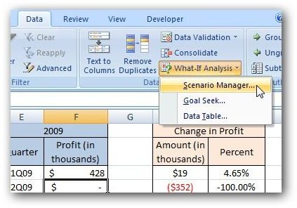 Scenario Manager in Excel 2007