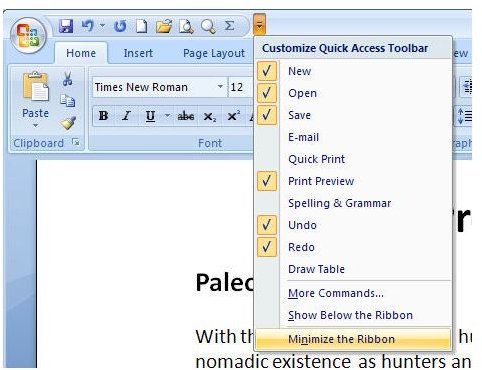 How to Personalize the Work Area in Microsoft Word 2007