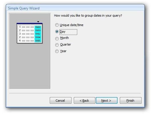 Select Grouping Options for Summary Query