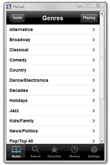 FlyCast Genres